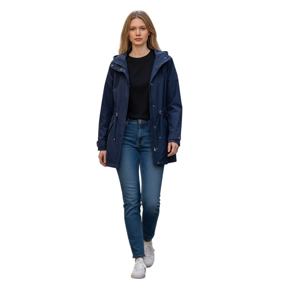 LL Bean women's sz 2XL Primaloft navy blue hooded insulated windbreaker jacket